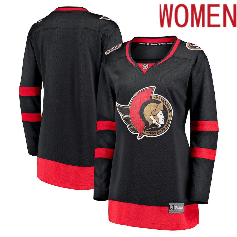 Women Ottawa Senators Fanatics Branded Black Home Breakaway NHL Jersey->customized nhl jersey->Custom Jersey